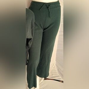 Perfect White Tee green ribbed pull-on cotton viscose spandex blend pants